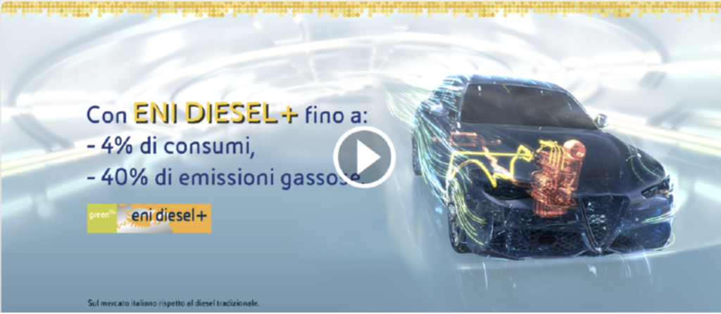 Le prestazioni di ENIDiesel+ secondo la pubblicità Eni.