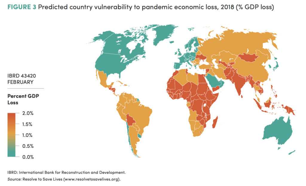 Il possibile impatto sui Pil dei vari Paesi di una pandemia
