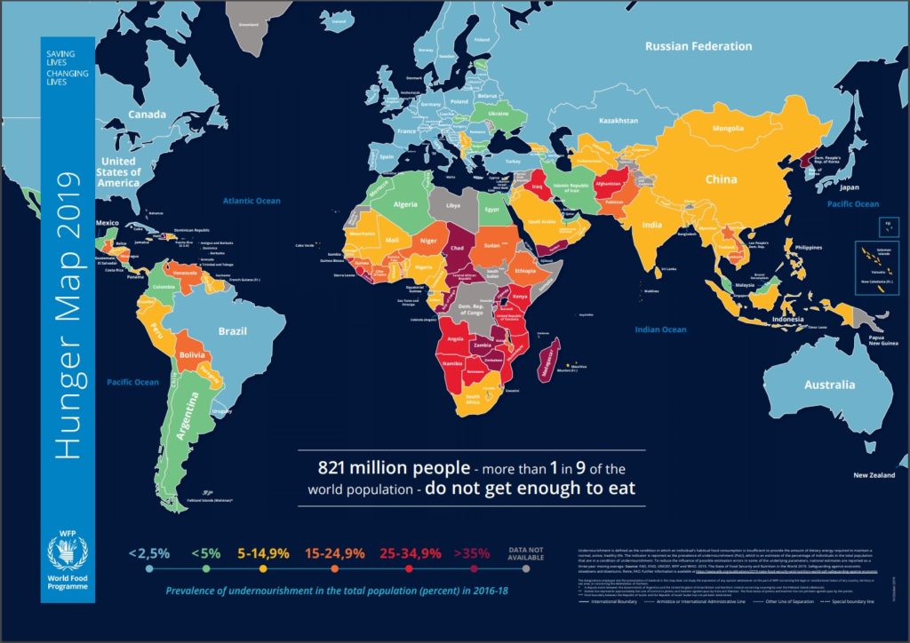 La mappa della fame 2019 - Fonte World Food Programme