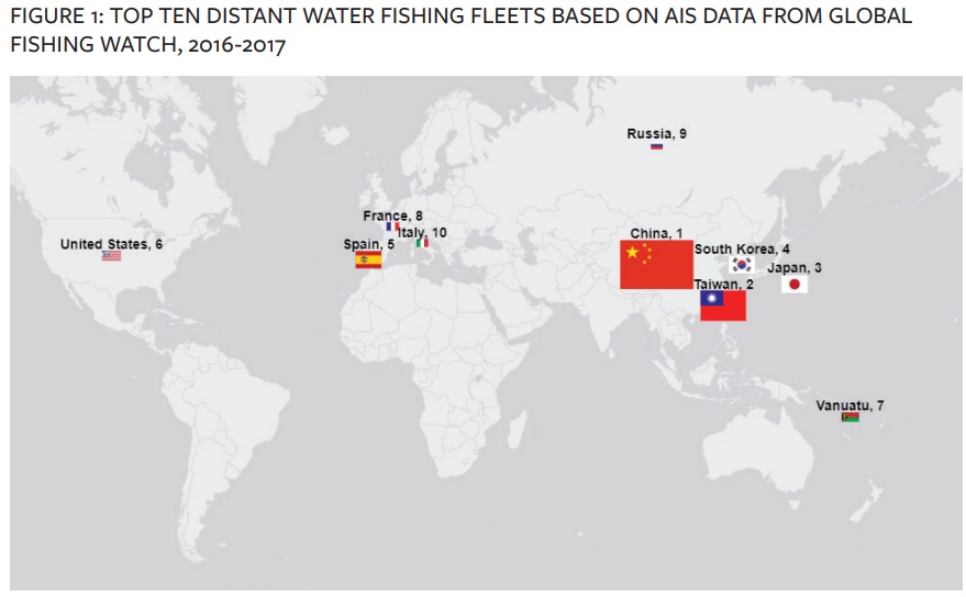 MAPPA le prime 10 nazioni per distanza dai porti d'origine delle loro barche da pesca