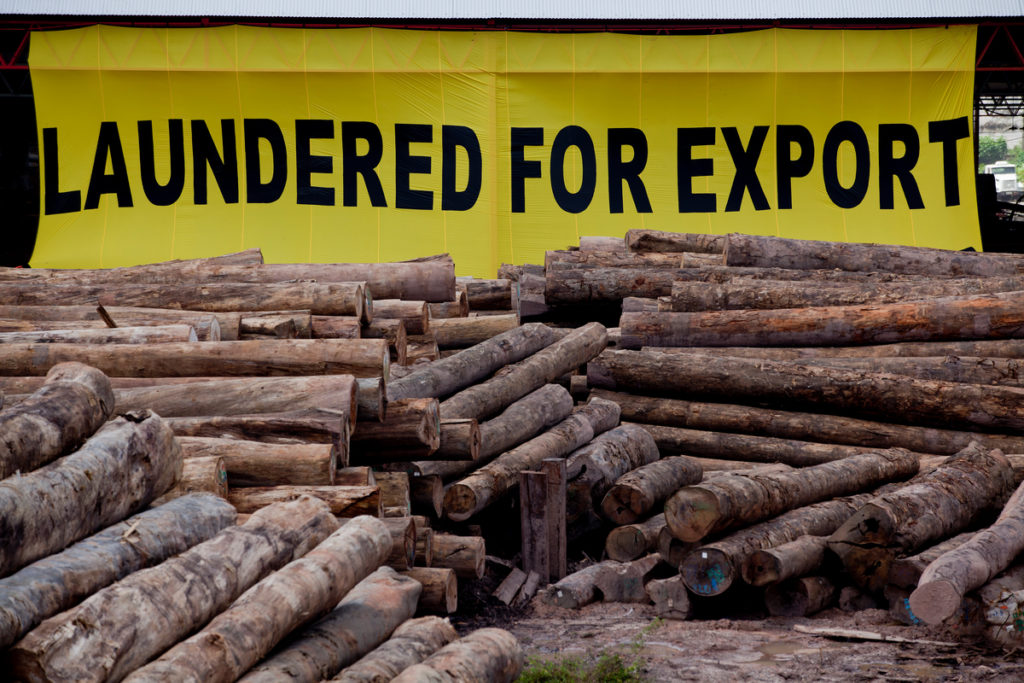 Protesta di Greenpeace contro l'export di legname illegale in Brasile a Belem, nello stato di Parà, in Brasile - 15 maggio 2014 - © Marizilda Cruppe / Greenpeace