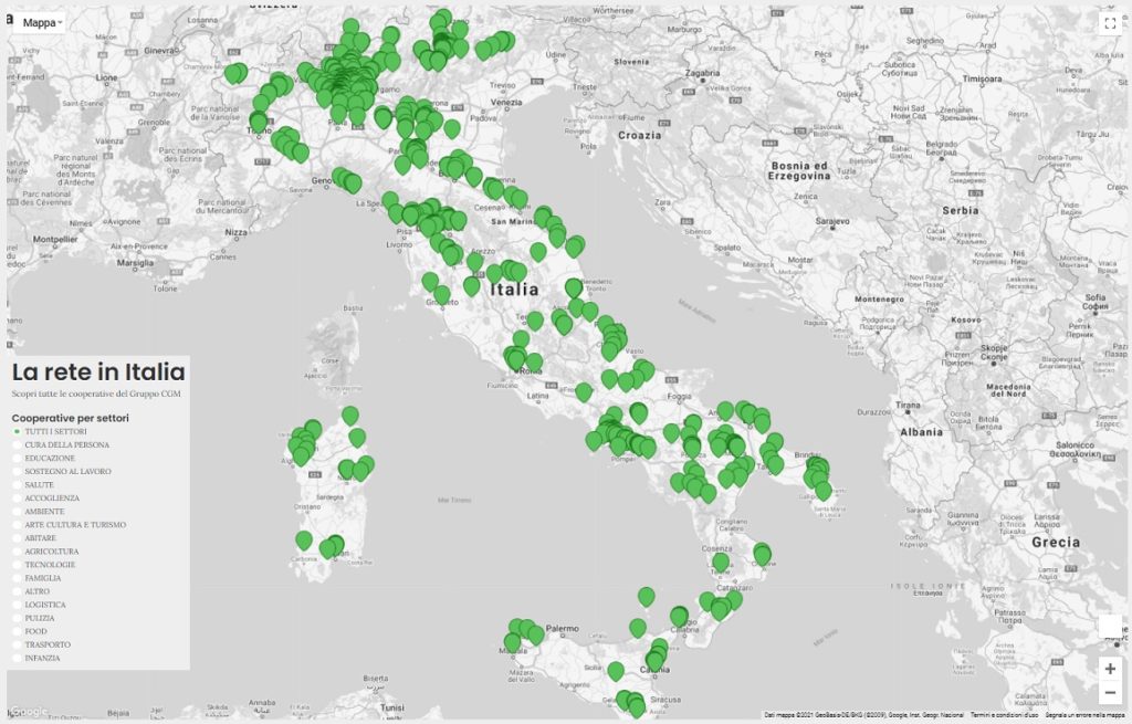 Gruppo cooperativo CGM, la rete in Italia - fonte sito web ufficiale - 20-1-2020