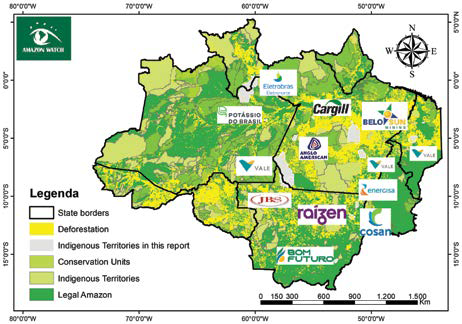 deforestazione Amazzonia, gli interessi delle compagnie energetiche, minerarie e agroalimentari © Complicity in destruction 3, Amazon Watch, 2021