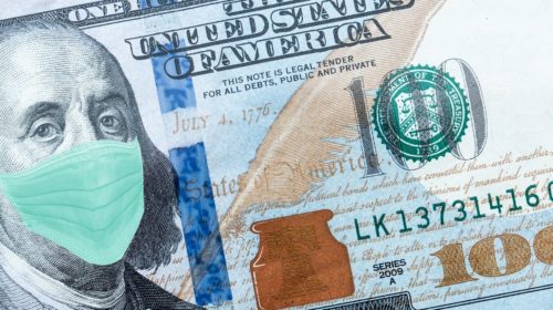banconota americana e mascherina