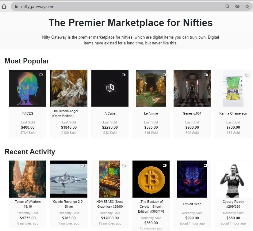 NFT di opere d'arte digitale venduti all'asta sul Web