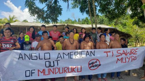 miniere in Amazzonia, protesta degli indigeni Munduruku contro la compagnia mineraria Anglo American, Brasile
