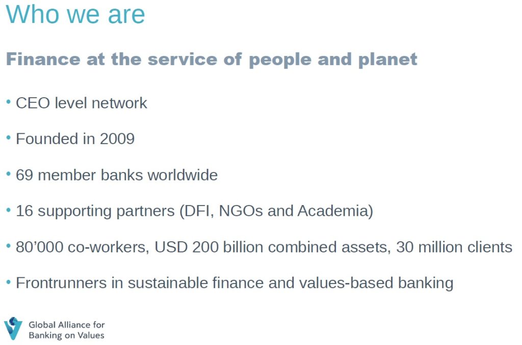 i numeri del network della Global Alliance for Banking on Values (GABV)