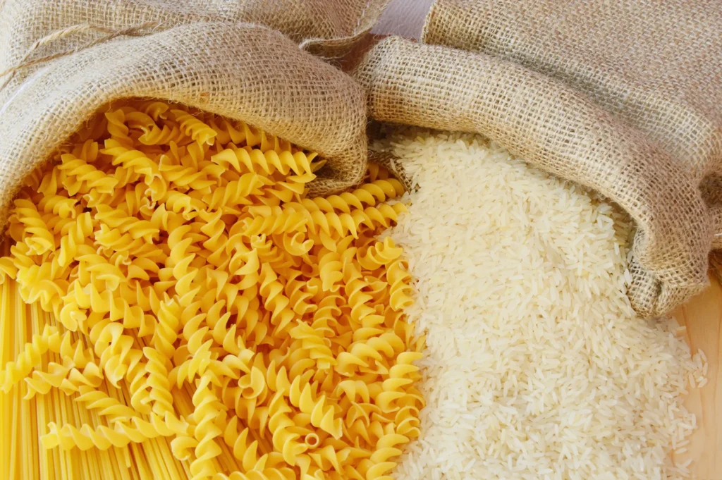 Pasta e riso crudi in sacchi di iuta, contaminazione da cadmio